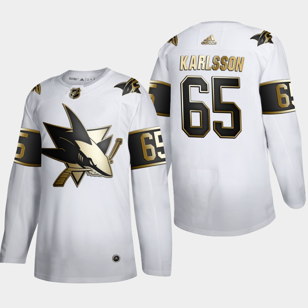 San Jose Sharks #65 Erik Karlsson Men Adidas White Golden Edition Limited Stitched NHL Jersey->san jose sharks->NHL Jersey